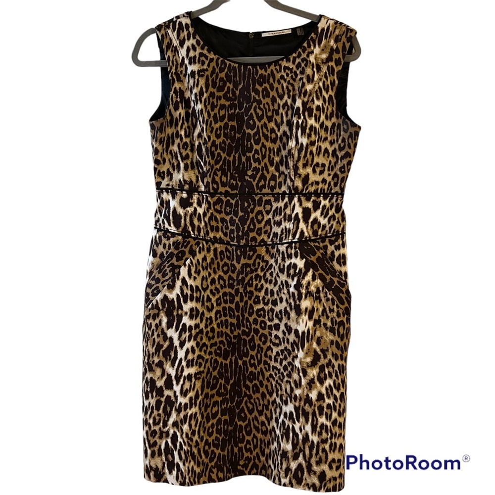 Tahari Sleeveless Chetah Animal Print Career Dress SZ 6